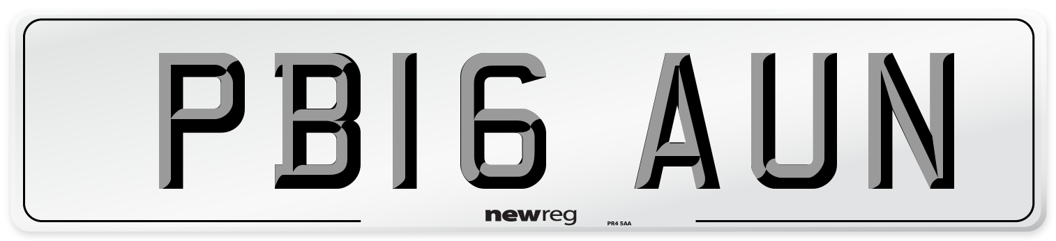 PB16 AUN Number Plate from New Reg